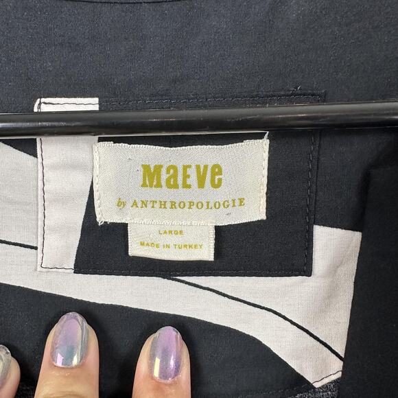 Maeve Dress Womens Large The Somerset Maxi Black White Belted Boho Chic Casual - Picture 10 of 16